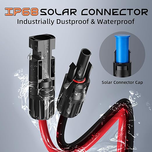 30FT 10AWG XT60 Solar Charging Cable, GIBBAB Solar Panel Connector to XT60 Extension Charge Adapter Cable with Caps & Wire Ties for LiFePO4 Battery RV Portable Power Station Ecoflow Generator