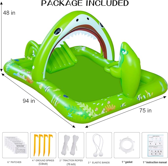 Onory Inflatable Kiddie Pool Inflatable Play Center Kids Toddler Pool with Water Slide, Water Sprayers Toddler Pool with Play Ball Hoop Thickened Swimming Pool for Backyard