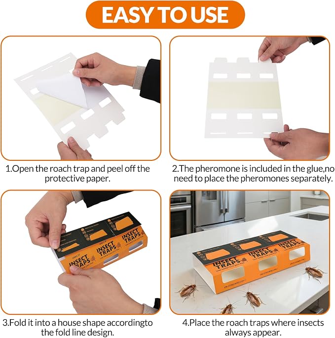 40 Pack Roach Traps, Cockroach Traps Indoor,Glue Roach Traps,Indoor Roach Trap for Home, Garage & Shed, Pest Control for Home,Child & Pets Safe