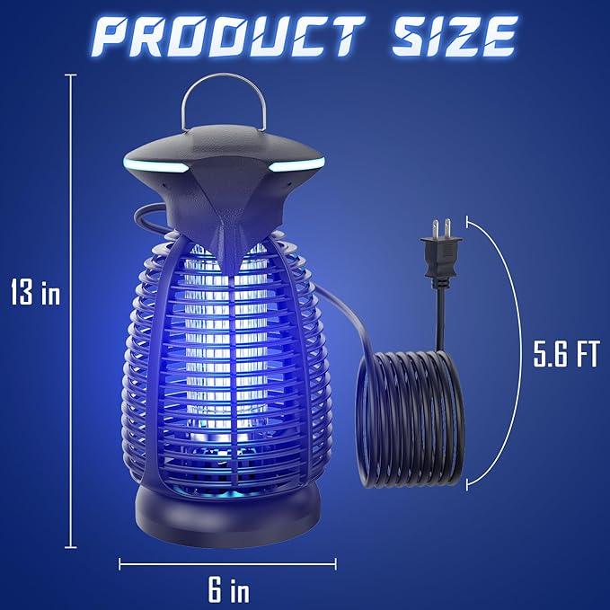 Electric Bug Zapper Outdoor - 4200V High Voltage Insect Killer Waterproof LED Light for Mosquito Fly Patio Porch Garage Backyard Home Indoor
