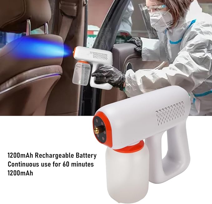 Handheld Sprayer 300Ml Cordless, Handheld Fogger Rechargeable Sprayer Machine, Handheld Fogger with Mist Levels, White Color, Lithium Ion, Suitable for Appliances Household Skin