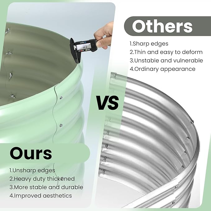 CABIHOME Garden Raised Garden Bed Kits, 8x2x1 ft Metal Raised Planter Bed, Open-Ended Base Garden Boxes Outdoor Galvanized Planter for Vegetables Flowers Rubber Edge, Green