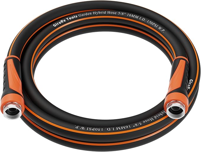 Giraffe Tools Garden Hose 5/8", Water Hose Heavy Duty, Flexible, Lightweight Hybrid Hose with Swivel Handle, 10ft Female to Female Fittings, Burst 600 PSI, Short Leader Hose
