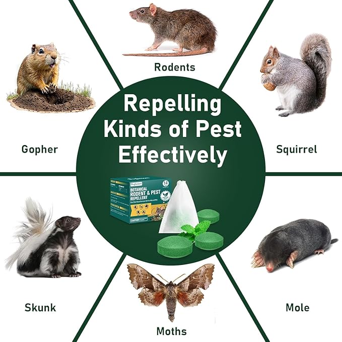 Natural Moth Balls for Mice Deterrent‌ 42 Pack – Peppermint Oil Rodent & Rat Repellent for Indoor/Outdoor Use, Safe for Pets & Humans, Long-Lasting Pest Control for Squirrels, Skunks, Chipmunks‌