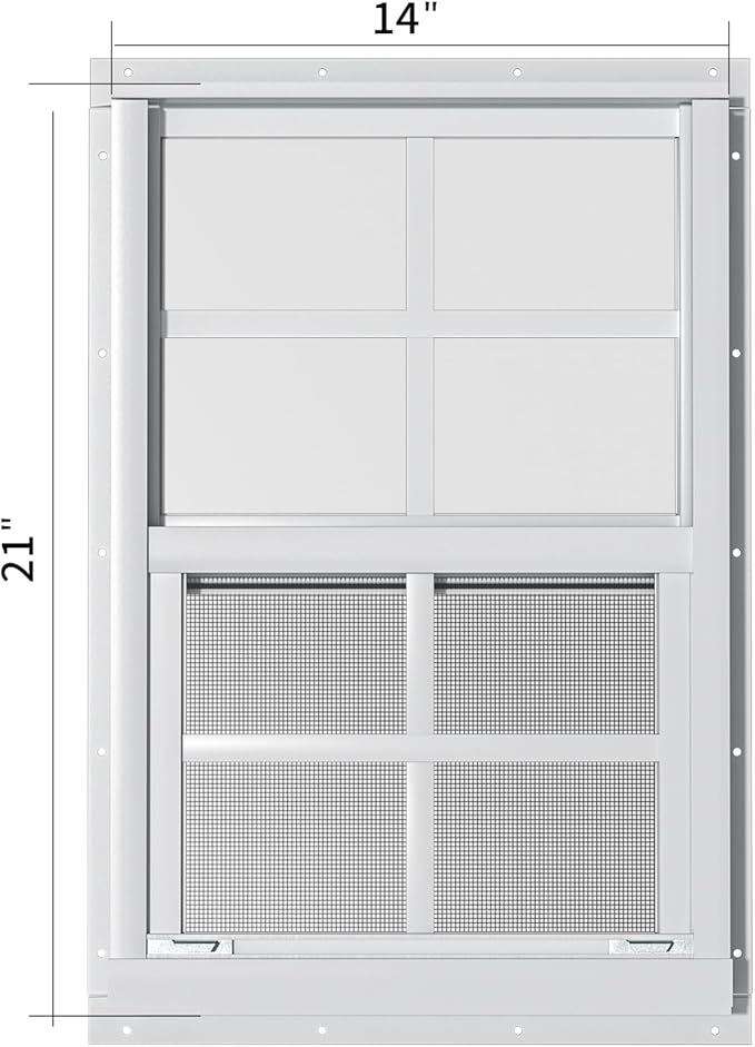 WRISIN 2 Pack Shed Windows 14" W x 21" H Flush Mount, White Household Windows for Playhouses, Barns, Chicken Coop
