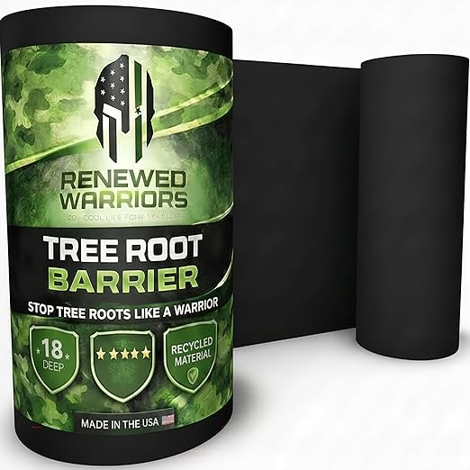 Tree Root Barrier Roll, HDPE Plastic Root Barrier Shield for Trees Aspens Invasive Roots, Puncture Resistant Easy Install Landscape Barrier for Yard Garden 18inx25Ft - 62.5mil
