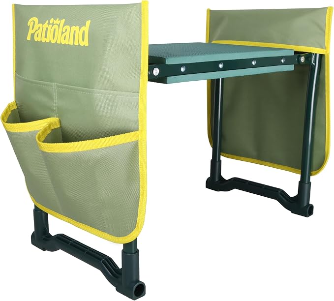 Garden Kneeler and Seat with 2 Tool Bags, 10.2" Widen Heavy Duty Thicken Soft Kneeling Pad, 2-in-1 Folding Garden Stool, Outdoor Yard Work Seat, Ideal Gardening Gifts for Mom, Women, Grandma