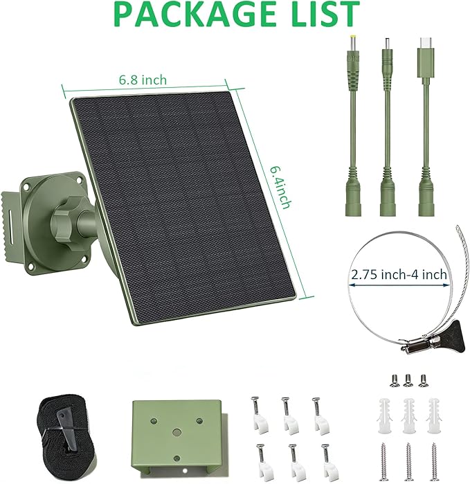 FUTUREZEN 5W Solar Panel for Trail Cameras, DC & USB-C Solar Charger with 5200mAh Battery, 6V/12V Adjustable Output, IP66 Waterproof, 9.8ft Cable
