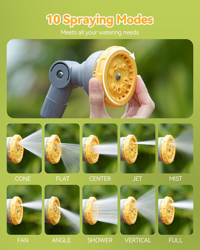 VOXON Watering Wand for Garden Hose, Adjustable 29–43 Inch Watering Wand with 10 Spray Patterns & 180° Swivel Head, Thumb Flow Control, for Hanging Baskets, High Shrubs & Patio Plants
