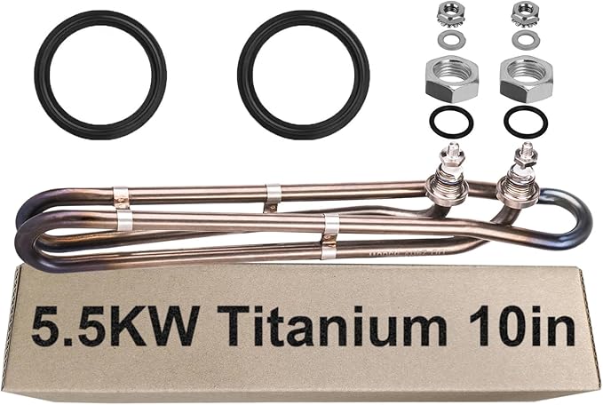5.5kw Titanium Hot Tub Heater Element for Balboa Spa Heater Element，Flo-Thru Universal Hot Tub Heater Replacement Element（10 in）
