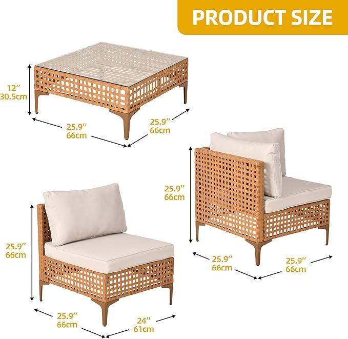 DWVO 7 Pieces Patio Furniture Set, PE Rattan Wicker Patio Conversation Set for Patio Backyard Poolside Porch, Outdoor Sectional Sofa with Coffee Table & Cushions