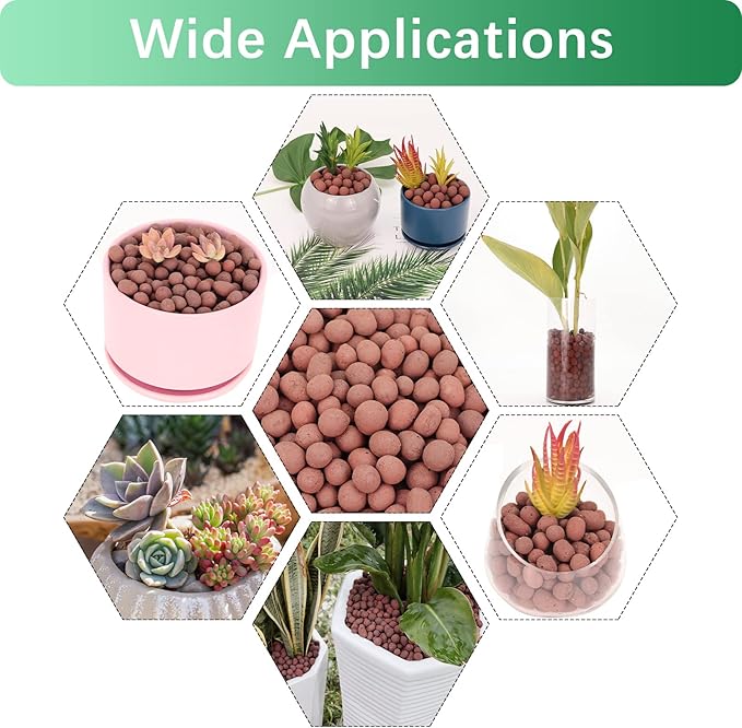 5LB LECA Explanded Clay Pebbles, 14-16mm Lightweight Clay Aggregate for Hydroponic Growing, Premium Grow Media for Orchids, Aquaponics Plants and Horticultural Drainage, Natural