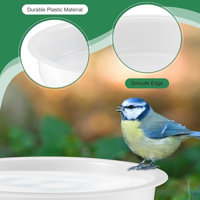 Geetery 6 Pcs Plastic Bird Feeders Water Bowls Round Birdbath Water Dish Feeding Station Bath Tray Wild Bird Seed Feeder, Tray Only