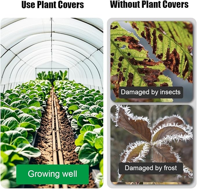 RooTrimmer Frost Covers Protection for Outdoor Plants 10Ft x 50Ft, Plant Blankets Freeze Cloths for Spring, Horticultural Fleece for Trees/Raised Beds/Vegetables/Shrubs (1.2 oz/yd², White)