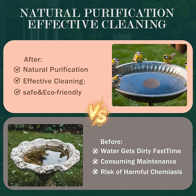 2 Pack Copper Bird Bath Disc - Helps Maintain Clear Water Naturally for Birdbath Copper Plate Can Save You Cleaning Time