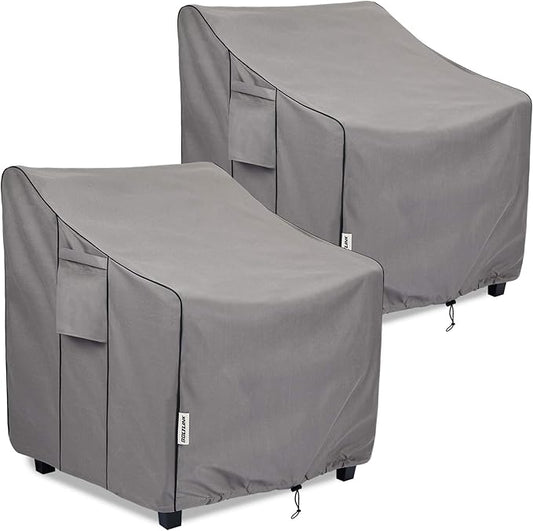 Outdoor Chair Covers Waterproof 2 Pack, Heavy Duty 600D Oxford Fabric with UV Protection, Adjustable Straps & Air Vents, Fits 32"W x 34"D x 36"H Inches Patio Armchairs, Garden Furniture