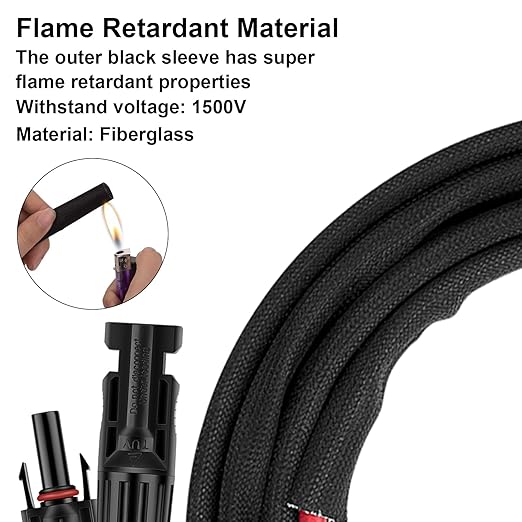 6FT 10AWG Solar Panel Extension Cable with Female and Male Connectors, Solar Cable for Solar Panels, Charge Controllers and Solar Generator (10AWG, 6FT)