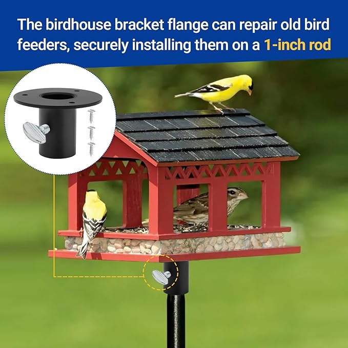 1202 Pole Mount Flange Compatible with Birds Choice, Suitable for 1-inch Poles, Bird Feeder Pole Mounting Flange, Black