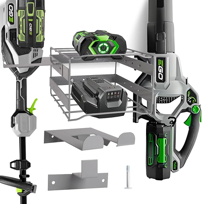 Power Tool Organizer Wall Mount - Heavy Duty Weed Eater Hanger for Garage Organization, Cuboid Garage Storage Rack for EGO Leaf Blower, Trimmer, Chainsaw, Edger, Battery, Charger, 180lbs Load Capacity
