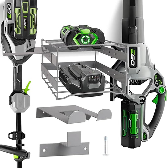 Power Tool Organizer Wall Mount - Heavy Duty Weed Eater Hanger for Garage Organization, Cuboid Garage Storage Rack for EGO Leaf Blower, Trimmer, Chainsaw, Edger, Battery, Charger, 180lbs Load Capacity