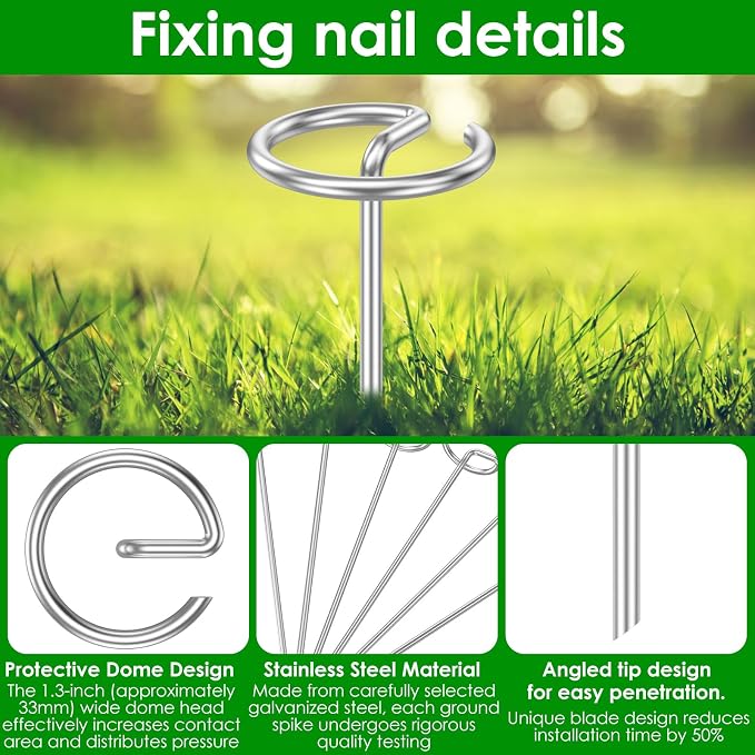 240 Pcs Landscape Fabric Pins 6 inch, Thickened 8 Gauge Circle Top Garden Stakes, Landscape Staples Pins with 2 Puller Hooks for Tent Weed Barrier Fabric Plant Cover Landscape Pins Stronger