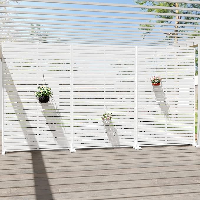 Privacy Fence Screen Outdoor Freestanding Privacy Panel, 72" H×47" W HDPE Decorative Panels with Stand, Room/Garden Divider, Outdoor Privacy Screen for Patio,Deck, Balcony, Pool
