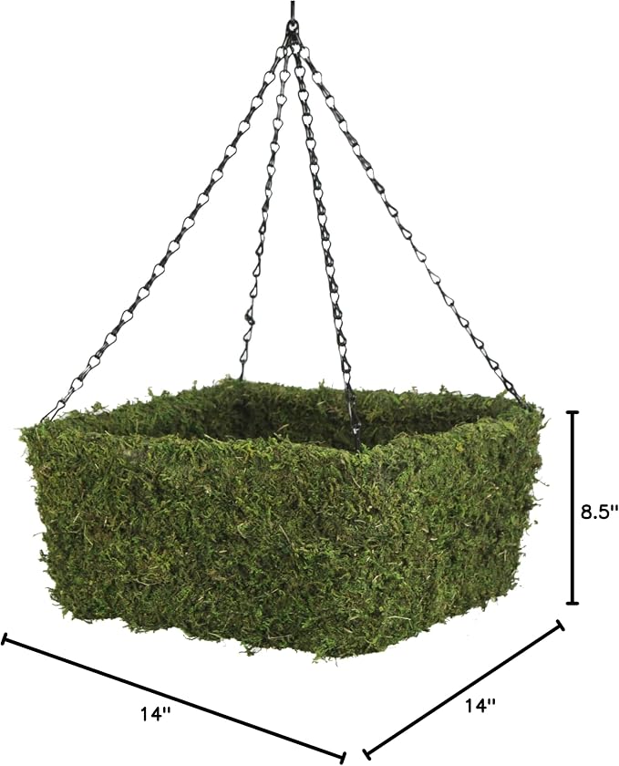 SuperMoss (29211) MossWeave Hanging Basket - Square, Fresh Green, Medium (12.5" Diameter)