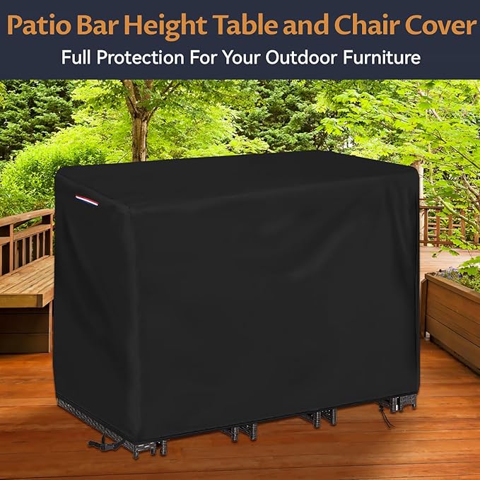 Patio Bar Height Set Cover, Waterproof Outdoor Swivel Bar Set Cover for Patio Bistro Set of 3 Pieces/Outdoor High Top Table and Chairs - 72"L x 30"W x 42"H