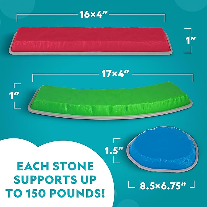 National Geographic Kids Stepping Stones & Balance Beams – 12 Piece Obstacle Course for Kids Ages 3+ with Foam Dice, Play & Learn Cards, Non-Slip Rubber Base, Toddler Indoor & Outdoor Active Play Set