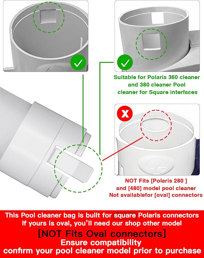 Upgrade Heavy-DutyFine-Filtering Mesh Filter Bags for Polaris 360 & 380 Pool Cleaners Universal Zippered Filter Bags All-Purpose Replacement Mesh Bags【2-Pack】