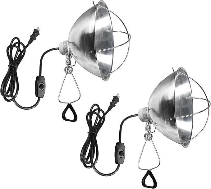 Simple Deluxe Adjustable Clamp Lamp Light Socket with 10.5 Inch Aluminum Reflector & Bulb Guard, Suit for Max 250 Watt Lamp with 18/2-Gauge 6 Feet Cord, 2-Pack