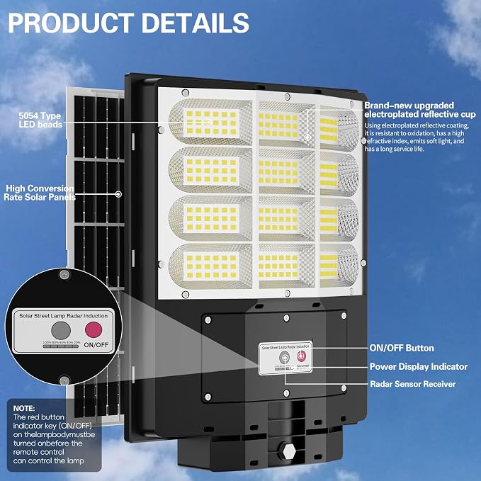 7000W Solar Street Light, Solar Street Lights Outdoor Waterproof IP67, Outdoor SolarLamp with Motion Sensor & Dusk to Dawn - Durable, Energy-Efficient SolarLighting for Garden, Yard, Driveway