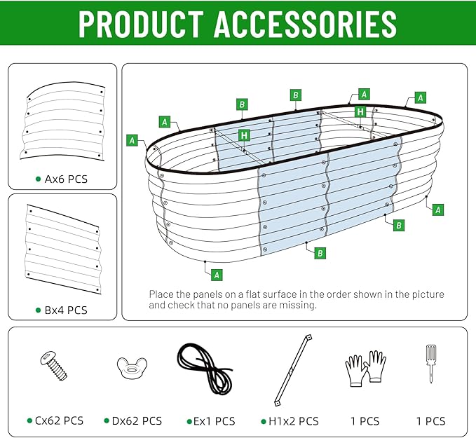 SnugNiture 4x2x1.5ft Raised Garden Bed Outdoor, 17" Tall Galvanized Metal Planter Box, Oval Raised Garden Bed Kit for Planting Vegetables Plants Fruits, Brown