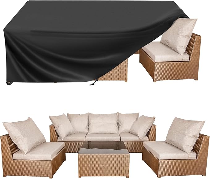 BALEINE Patio Furniture Covers, Outdoor Furniture Covers Waterproof, Heavy Duty Oxford Patio Table Cover for Outdoor Table, Chair, Sofa, Desk (Black, 90"L x 62"W x 28"H)