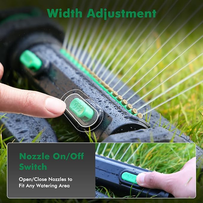RESTMO Turbo Oscillating Sprinkler, Large Yard Irrigation Sprinkler with 19 Durable Nozzles, Weighted Base, Adjustable Spray Width & Coverage, Lawn Sprinkler & Garden Sprinkler for Yard