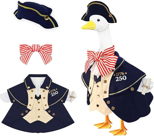 4th of July 3 Pcs Porch Goose Outfits, for 23-28 Inch Porch Goose,250th Goose Outfits USA Outdoor (1776–2026)，Cement Statue for Courtyard Garden Terrace Art Decoration