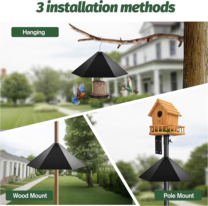 79 Inch Bird Feeder Pole Kit, Squirrel Baffle, 5-Prong Base | Heavy-Duty Metal Pole, for Bird Houses, Garden Décor, Backyard and Patio Use