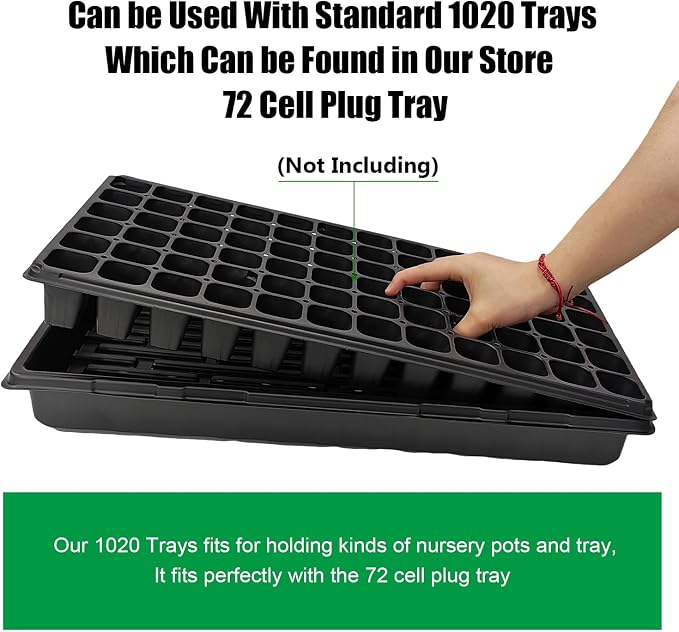 RooTrimmer Plant Growing Nursery, Standard 1020 Trays Plastic Sturdy Farmer Self Seedling Tray for Microgreens Indoor Nursery Pots Transplantation (5-Pack, 21.6"×11.2", 2.52" Deep, no Holes)