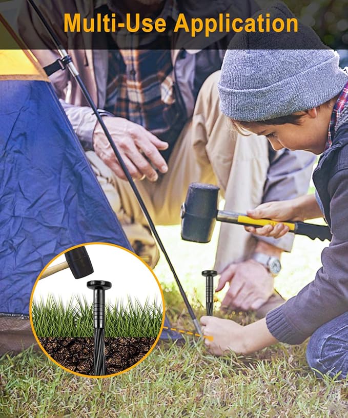 100-Pack-8 Inch Plastic Landscape Stakes, Spiral Nylon Landscape Anchoring Spikes，Edging Spikes for Paver Edging, Weed Barrier, Artificial Turf & More