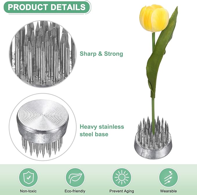 M METERXITY 24-Pack Flower Frog 0.9" Round Steel Flower Pins Flower Frog Holder Flower Arranger Fixed Tools Floral Frog for Arrangements Vase/Plant Decoration/Home Decor [1.1cm Pins]