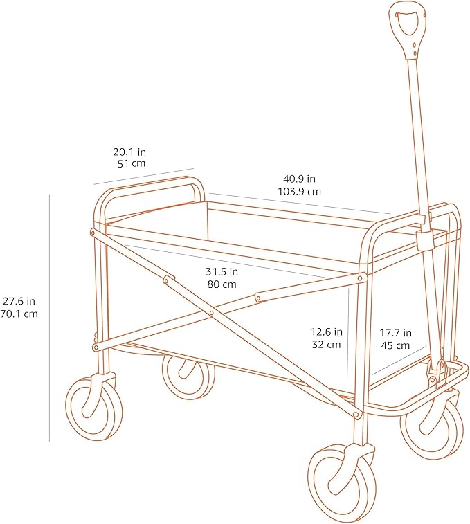 Amazon Basics Collapsible Heavy Duty Utility Wagon for Outdoor Sports, Camping, Garden, and Shopping, 265 Pounds Capacity, 27.6 x 40.9 x 20 inches, Gray