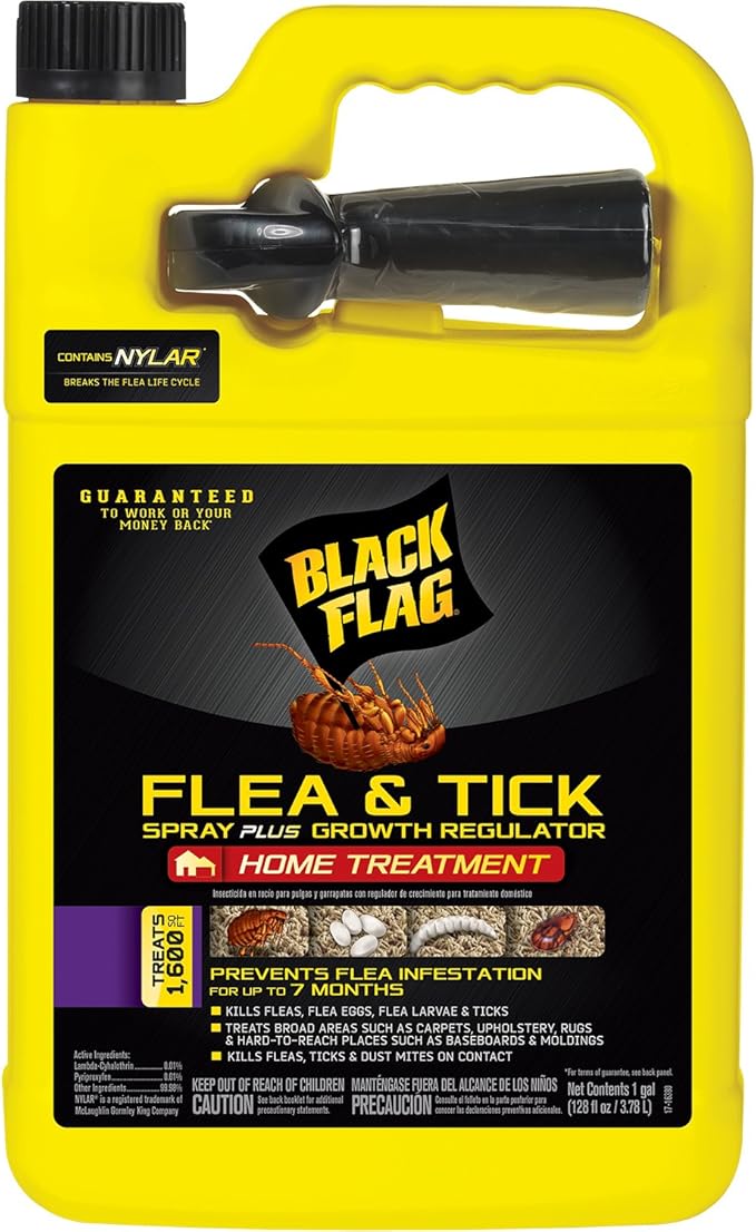 Black Flag Flea & Tick Killer Home Treatment & Growth Regulator,Ready-To-Use Spray, 1-Gallon, 4-Pack