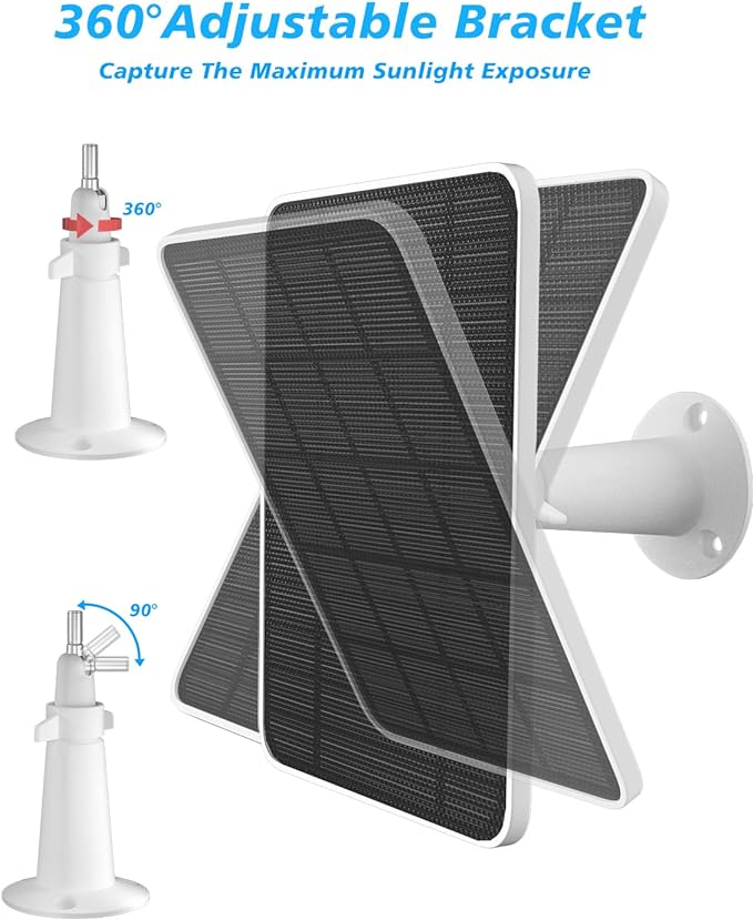 Solar Panel Charger Compatible with Ultra/Ultra 2/Pro 3/Pro 4/Pro 3 Floodlight Security Camera, 5V 4W Solar Panels Charging IP65 Weatherproof w/ 9.8ft Charging Cable Adjustable Wall Mount, 3 Pack