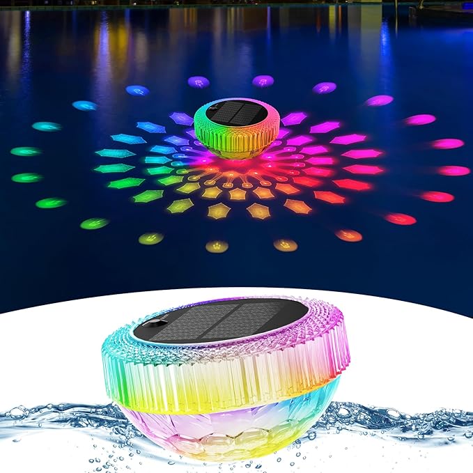VICHTOP Solar Floating Pool Lights - 1 Pack, RGB Color Float Pool Lights, IP68 Waterproof, Pool Decor Lighting Accessories for Inground, Above Ground Pools, Outdoor, Garden, Party Decoration