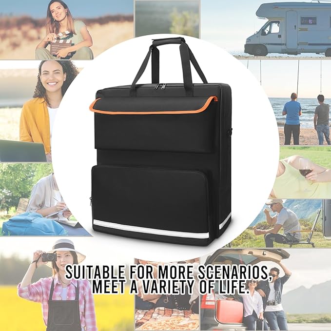 ORKELS Solar Panel Storage Bag for 2 Solar Panels, Carrying Case for Jackery SolarSaga 100W 100X 200W, Double-Layer Solar Panel Carrying Case with Multi Pockets