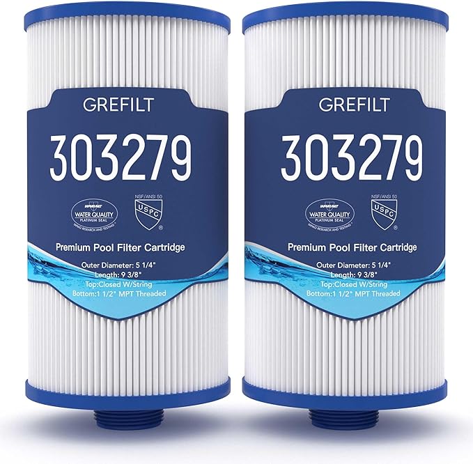 Hot Tub Filter Compatible with Watkins 303279, PFF42TC-P4, FC-2402, 5CH-37, Spa Filter for Lifesmart, Freeflow, Hydromaster, Grandmaster, 1 1/2" MPT Threaded, 42 sq.ft. 2-Pack
