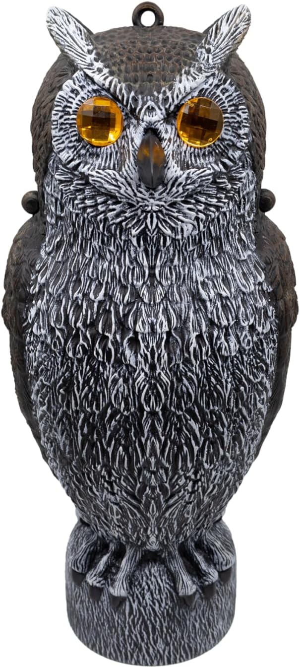 Sparkle Sentinel Owl Decoy with Glowing Eyes Half Body with Hollow Back Easy to Hang