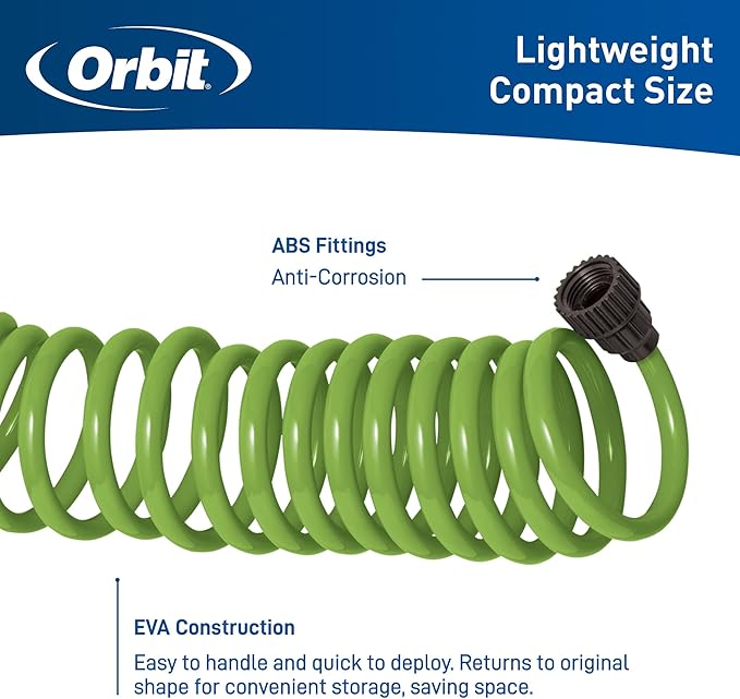 Orbit 27389 Coil Garden Hose, 50 Feet, with 8-Pattern Hose Nozzle (Green) (Pack of 10)