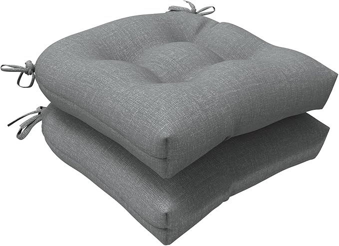 LVTXIII Outdoor Seat Cushions Seasonal Tufted Chair Cushions, Patio Chair Pads for Dining Chairs, Office Armchairs and Garden Furniture Decoration (Round Back, 19”x19”x4”, Grey Textured, 2 Pack)