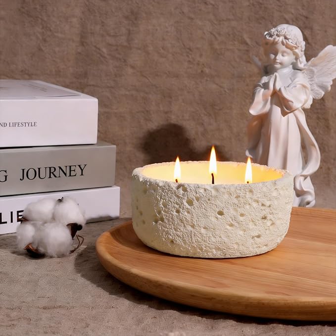 Viyffo 20oz Large Citronella Candles Outdoor, 3 Wick Citronella Candle, Non Toxic Soy Candles for Women, Matte Ivory Ceramic Jar, Outdoor Candle for Patio, Porch, Backyard, Deck & Summer Decor